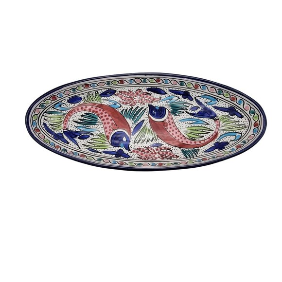 Tunisia Pottery Platter with Fish Pattern - Picture 1 of 5